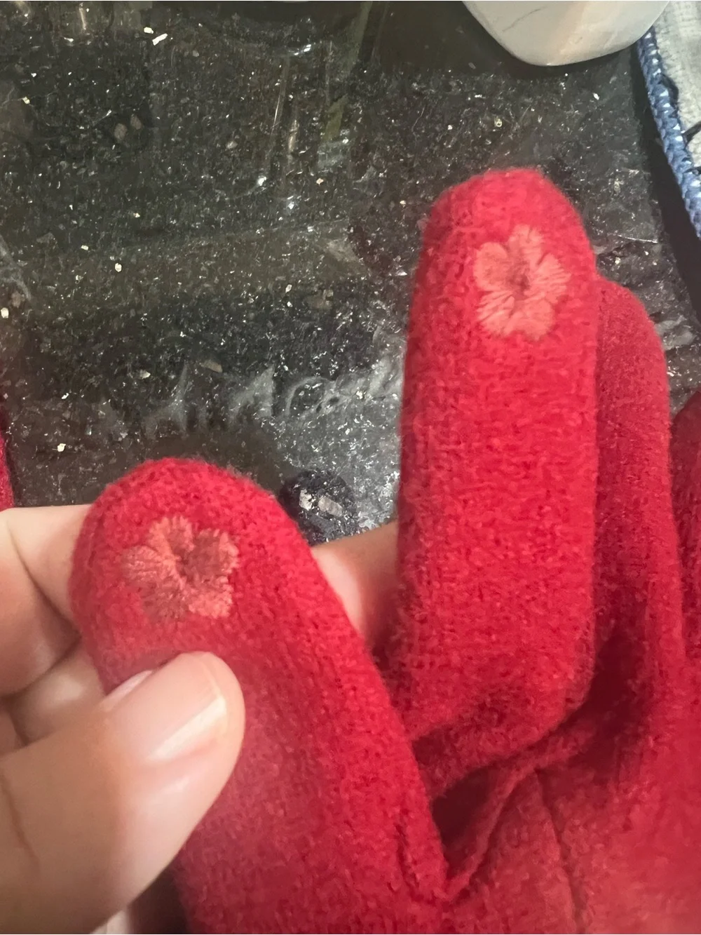 Red Faux-Fur Cuff Touchscreen Women's Winter Gloves